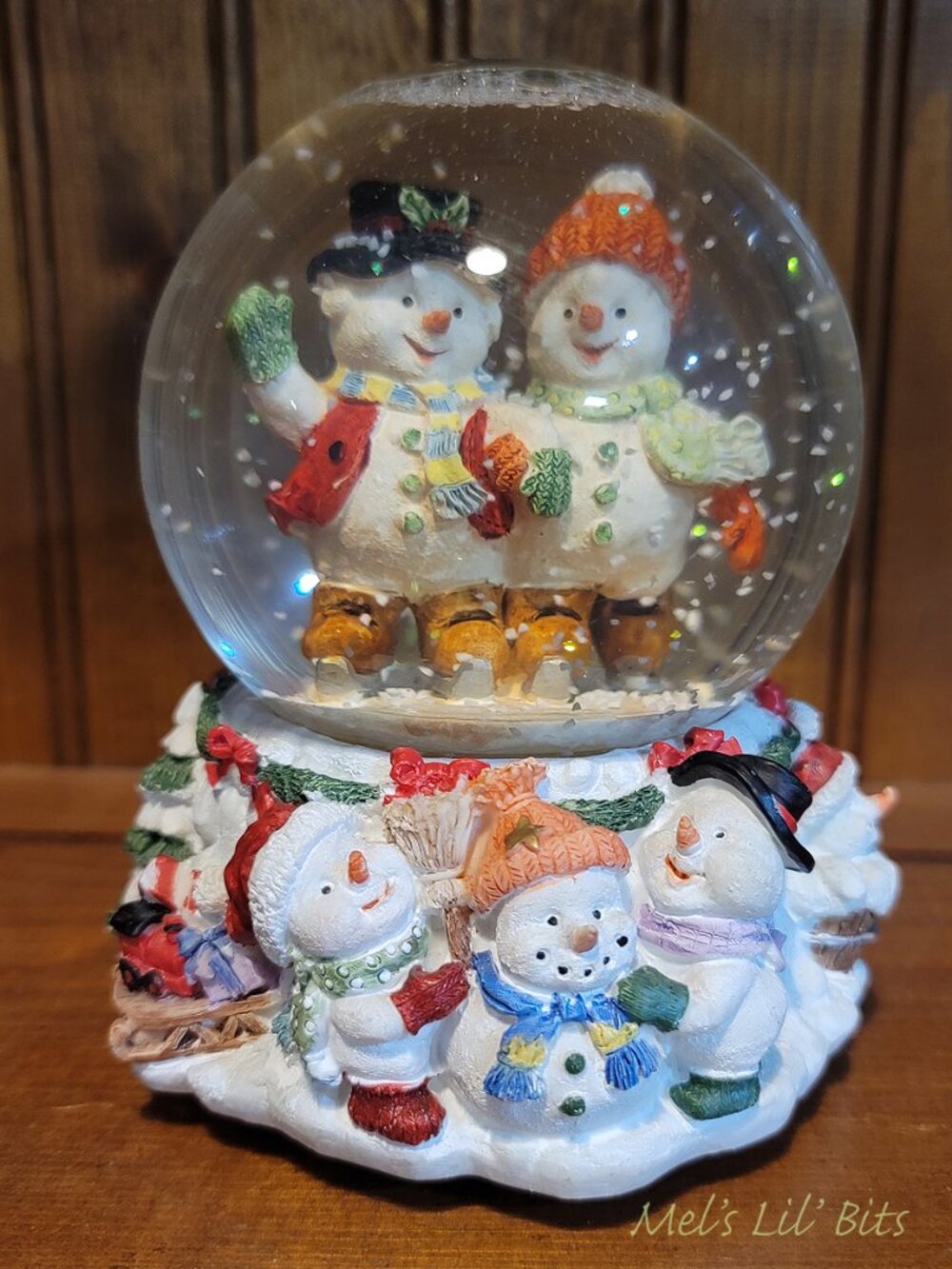 Cute Snowboy and Snowgirl with Presents Snow Globe